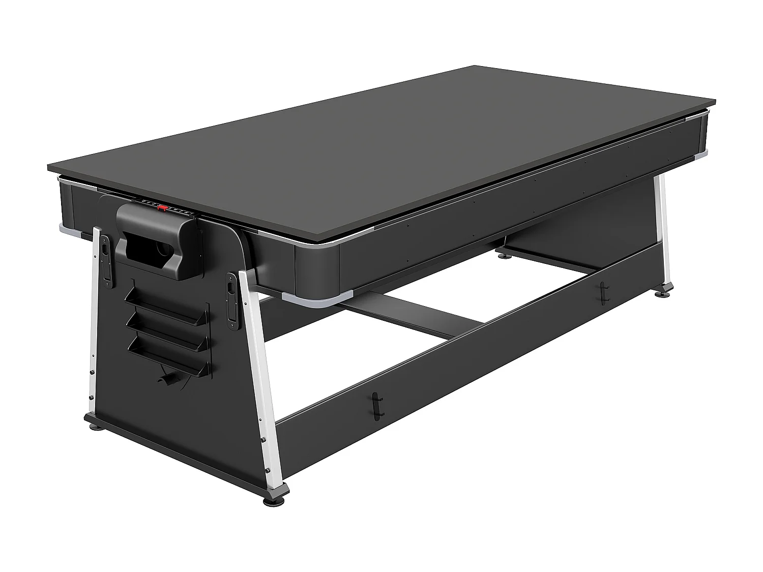 Table de jeux transformable pivotante 4 en 1 - L203 x P111,5 x H81,3 cm - Noir mat - SEBASTIAN