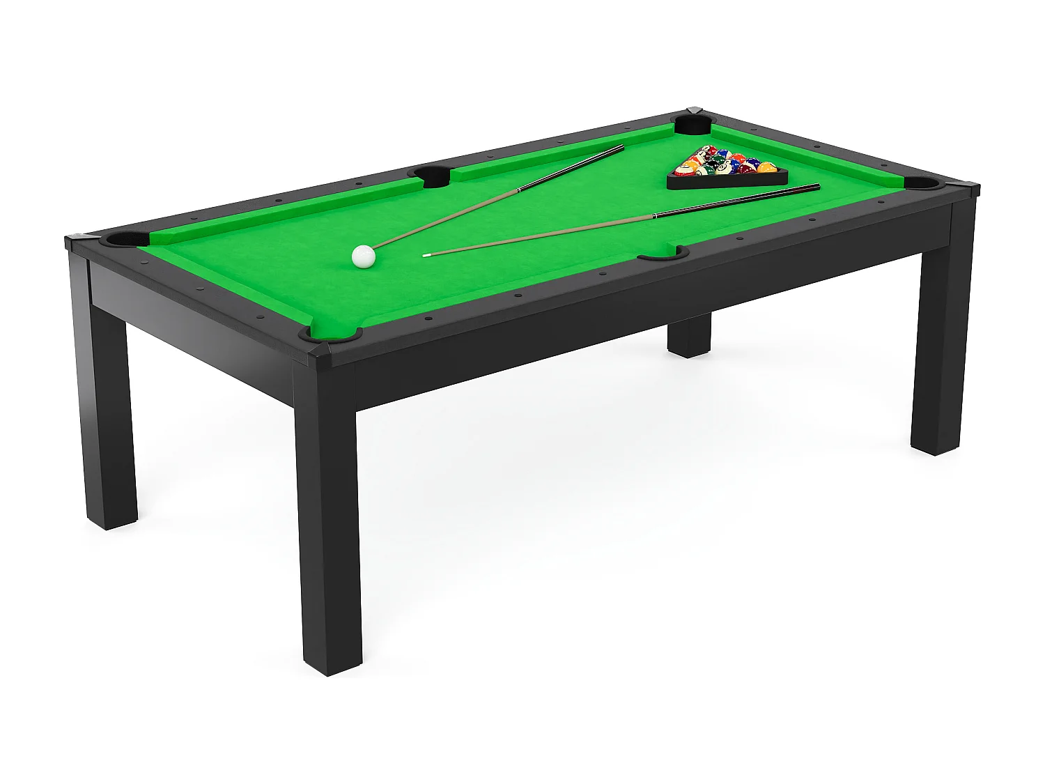 Table transformable - Billard & Ping-pong - 213 x 112 x 81.5 cm - Vert et Noir - BALTHAZAR