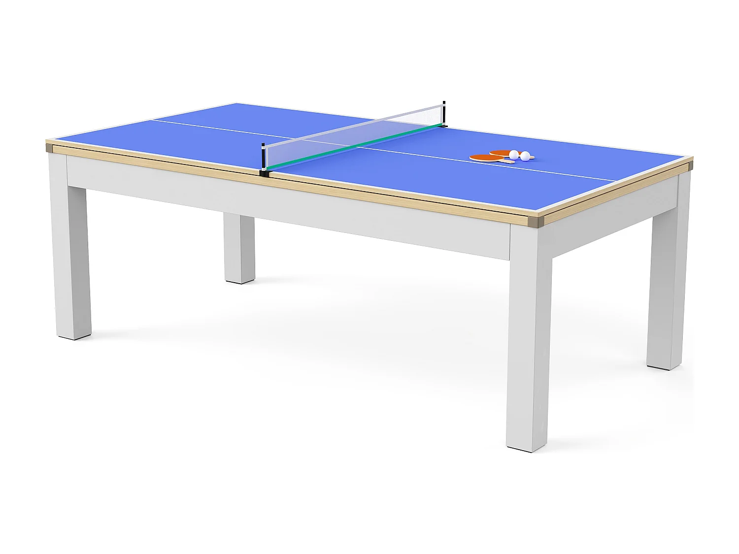 Table transformable - Billard & Ping-pong - 213 x 112 x 81.5 cm - Noir et Blanc - BALTHAZAR