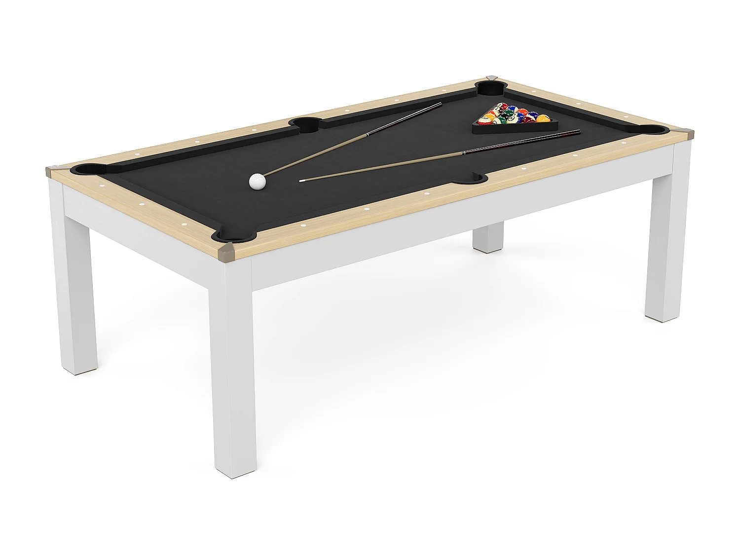 Table transformable - Billard & Ping-pong - 213 x 112 x 81.5 cm - Noir et Blanc - BALTHAZAR