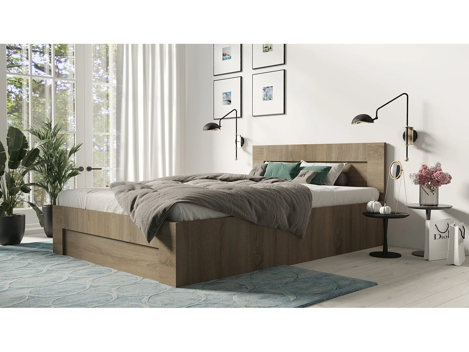 Bed 180 cm x 200 cm met zijopening | TRUFFEL | Opbergruimte + Lattenbodem