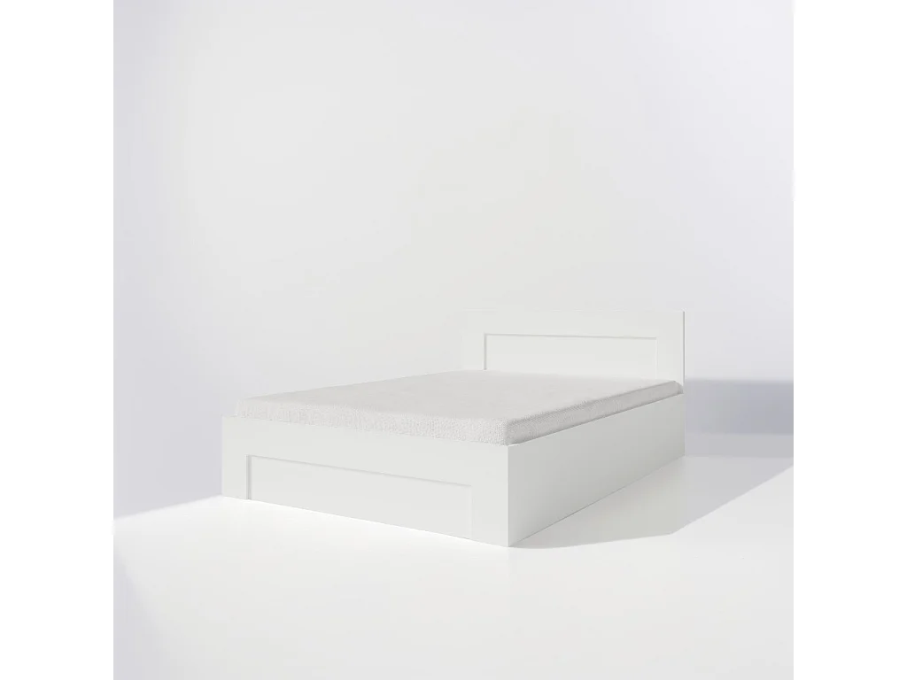 Bett 160 cm x 200 cm mit seitlicher Öffnung | WEISS | Stauraum + Lattenrost