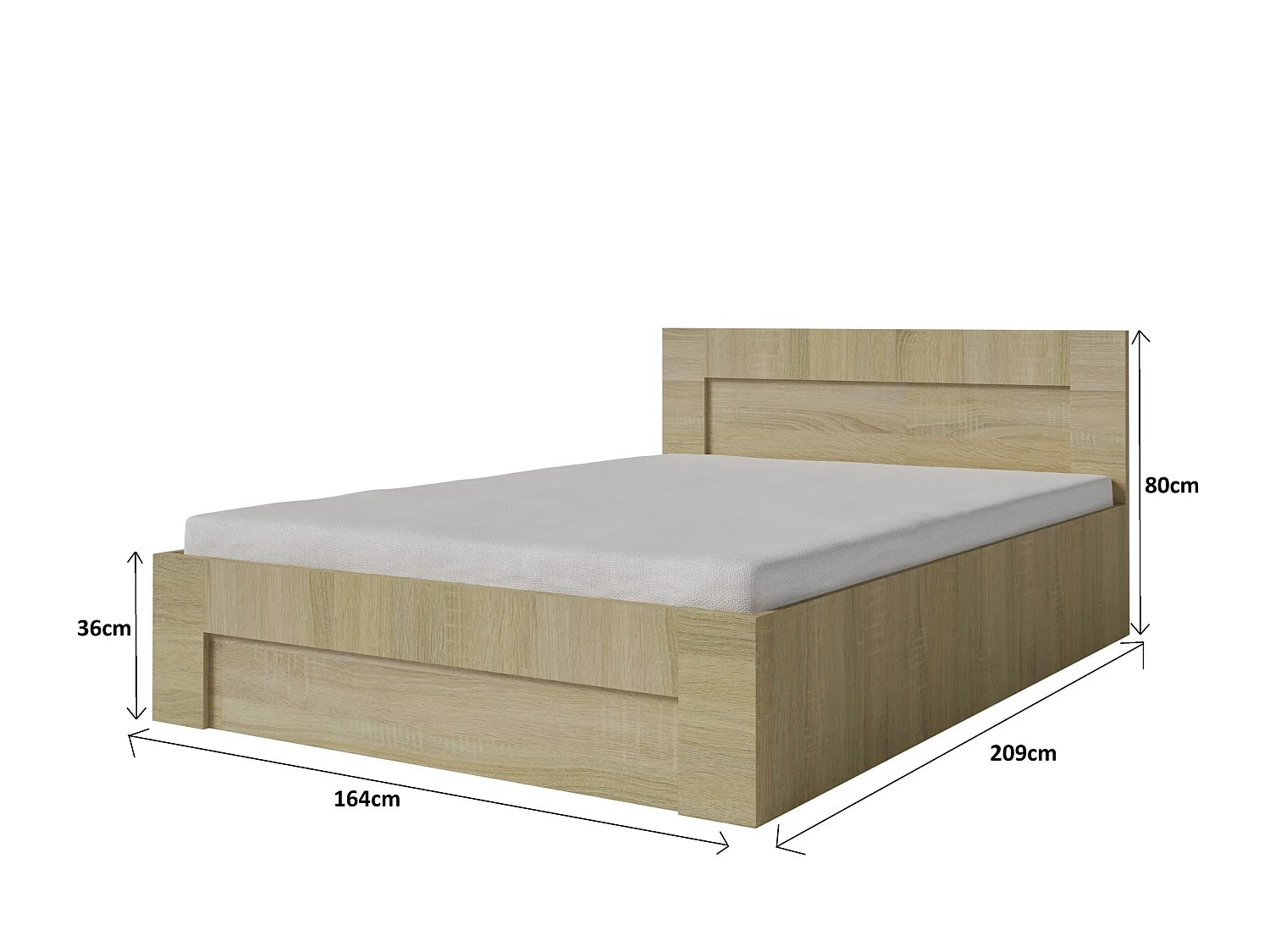 Bett 160 cm x 200 cm mit seitlicher Öffnung | WEISS | Stauraum + Lattenrost