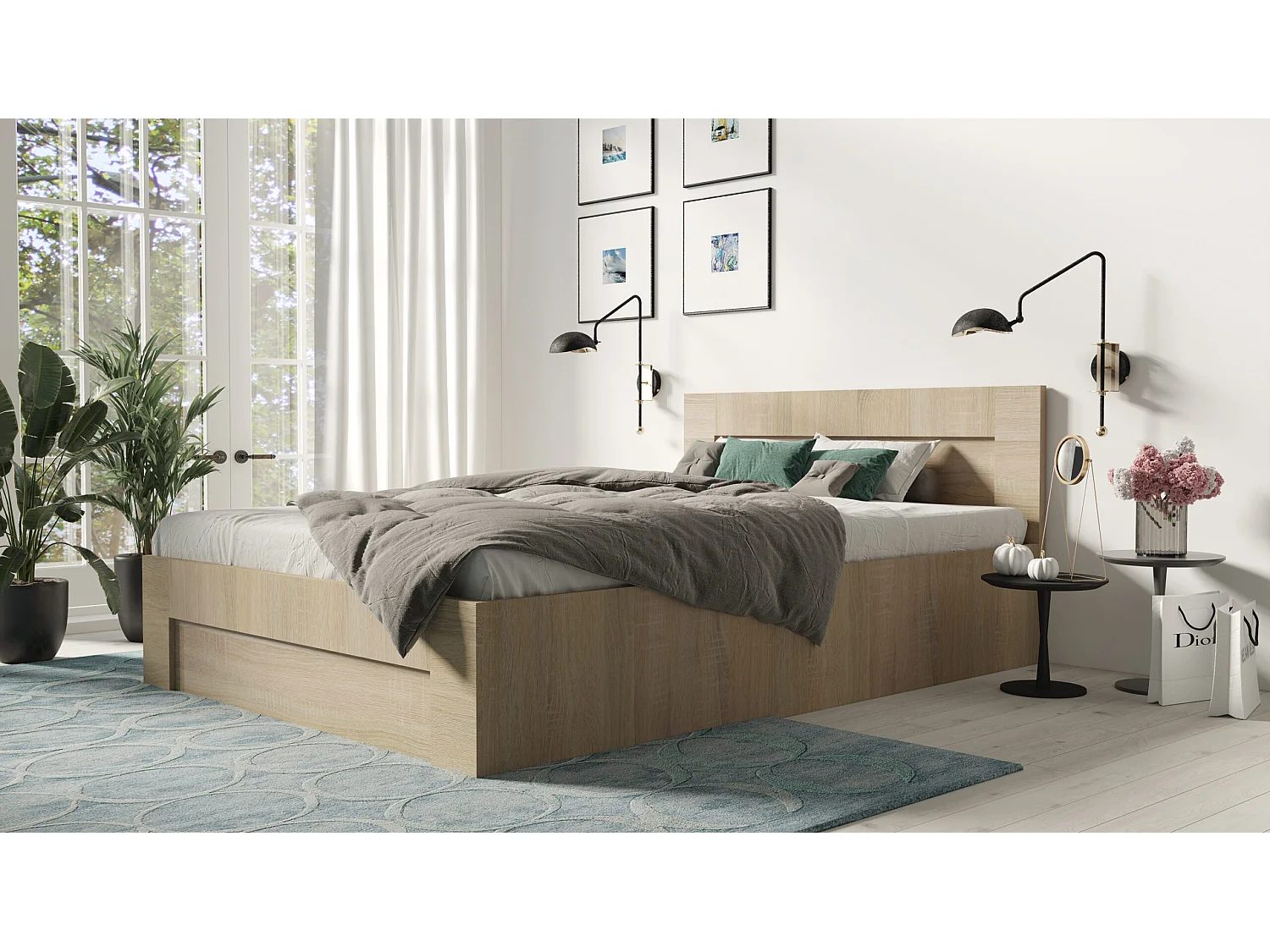 Bett 120 cm x 200 cm mit seitlicher Öffnung | SONOMA | Stauraum + Lattenrost