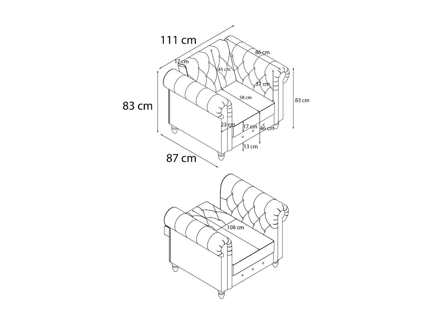Felix II | Chaise longue en tissu crème
