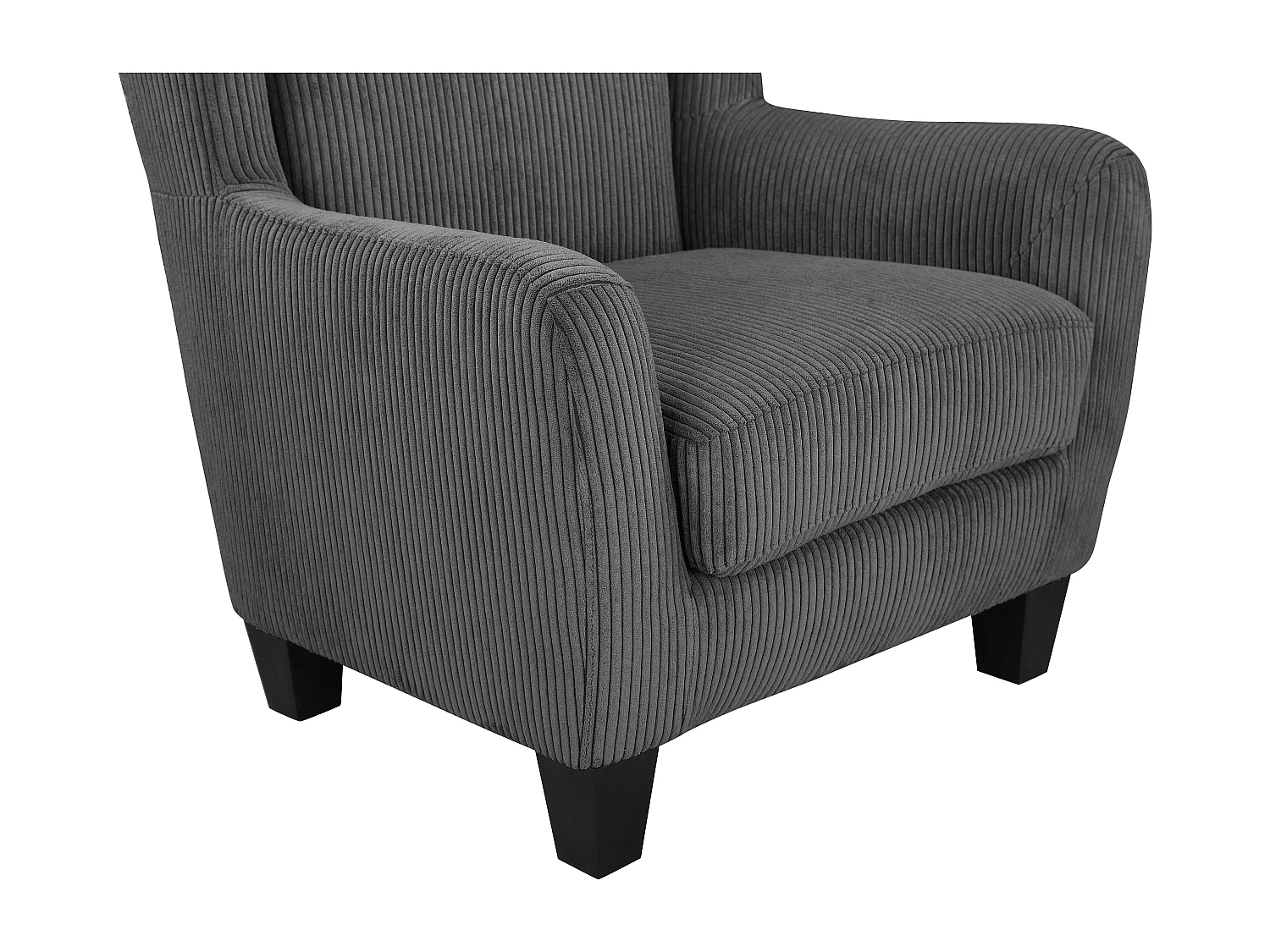 Zhili | Fauteuil avec tabouret en tissu anthracite