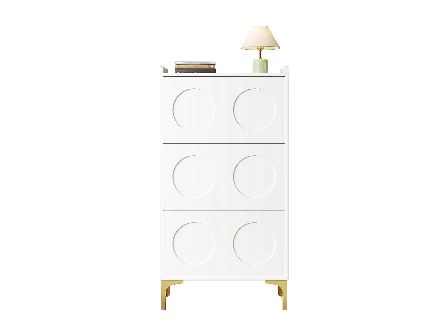 Scarpiera moderna - 63 x 24 x 120 cm - con 3 ante + gambe in metallo - MDF - bianco