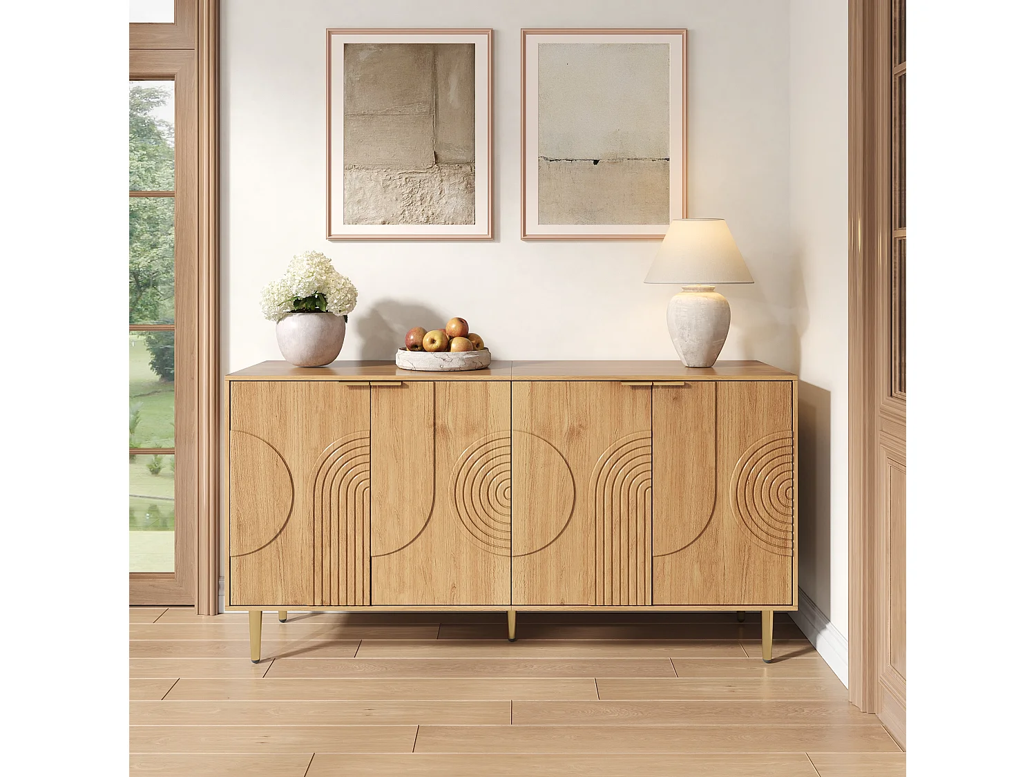 Credenza moderna e semplice - 140 x 40 x 72 cm - mobile contenitore per soggiorno - MDF - naturale