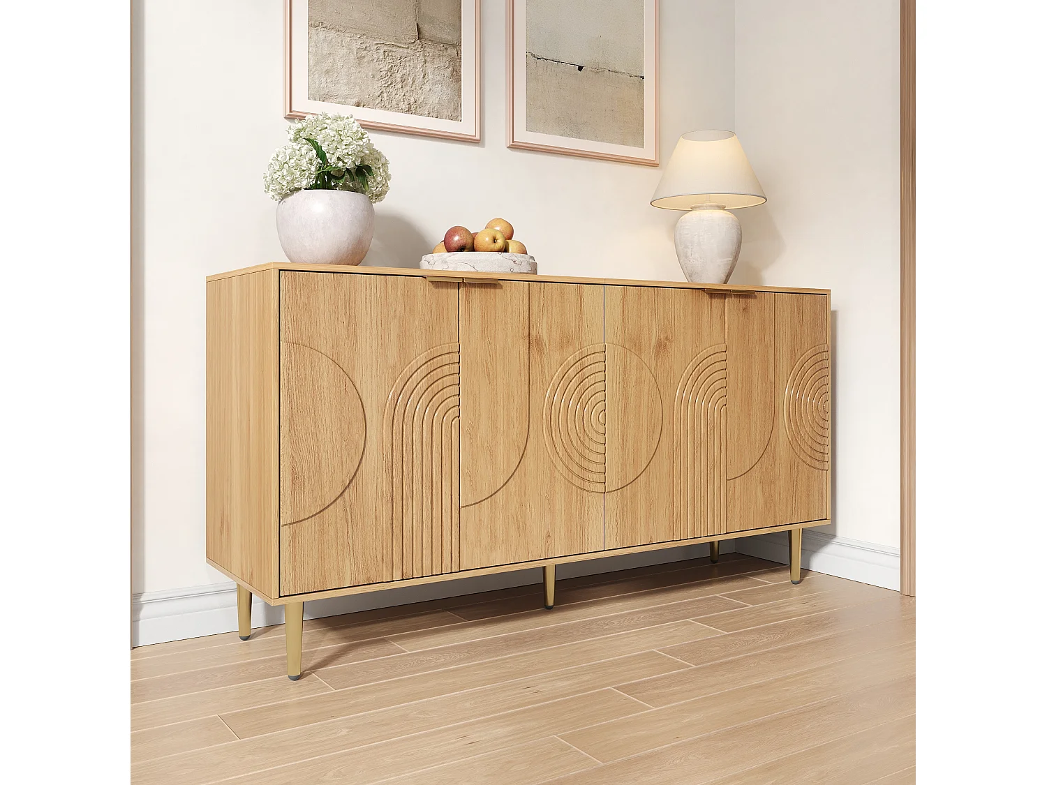Credenza moderna e semplice - 140 x 40 x 72 cm - mobile contenitore per soggiorno - MDF - naturale