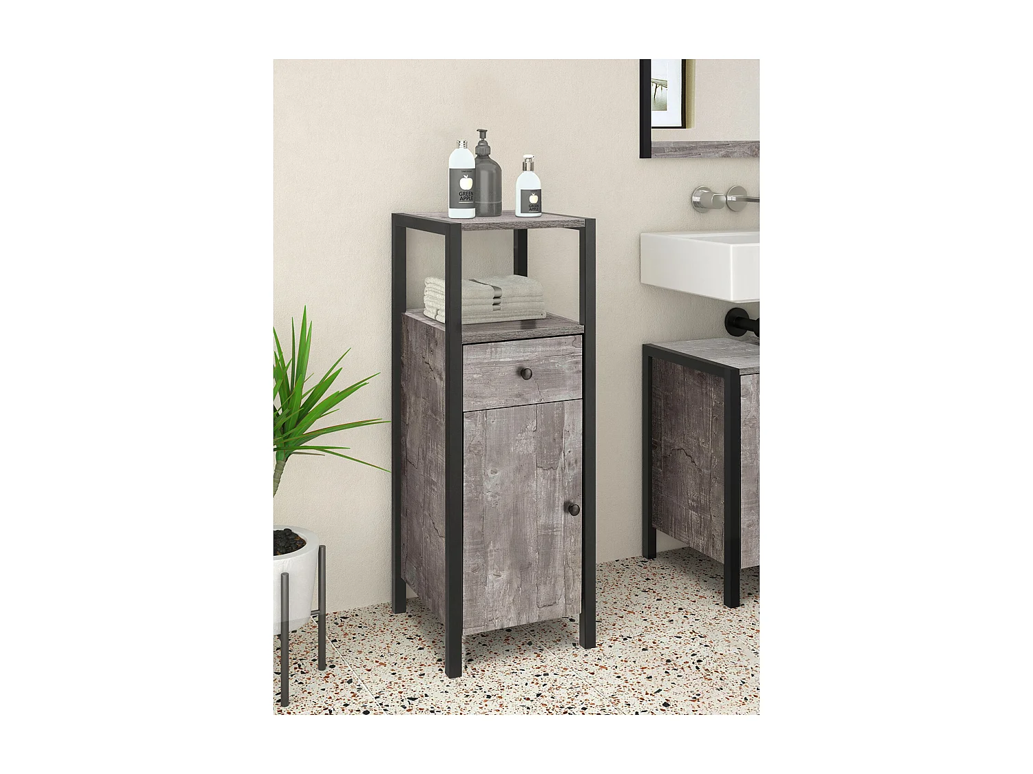 Chris | Armoire avec 1 tiroir et 2 portes en aggloméré noir