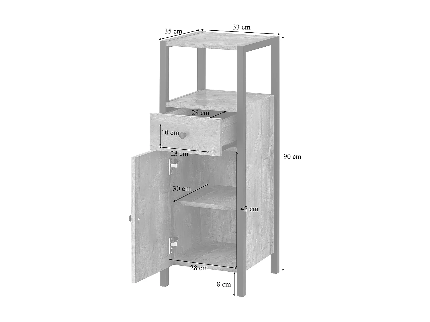 Chris | Armoire avec 1 tiroir et 2 portes en aggloméré noir