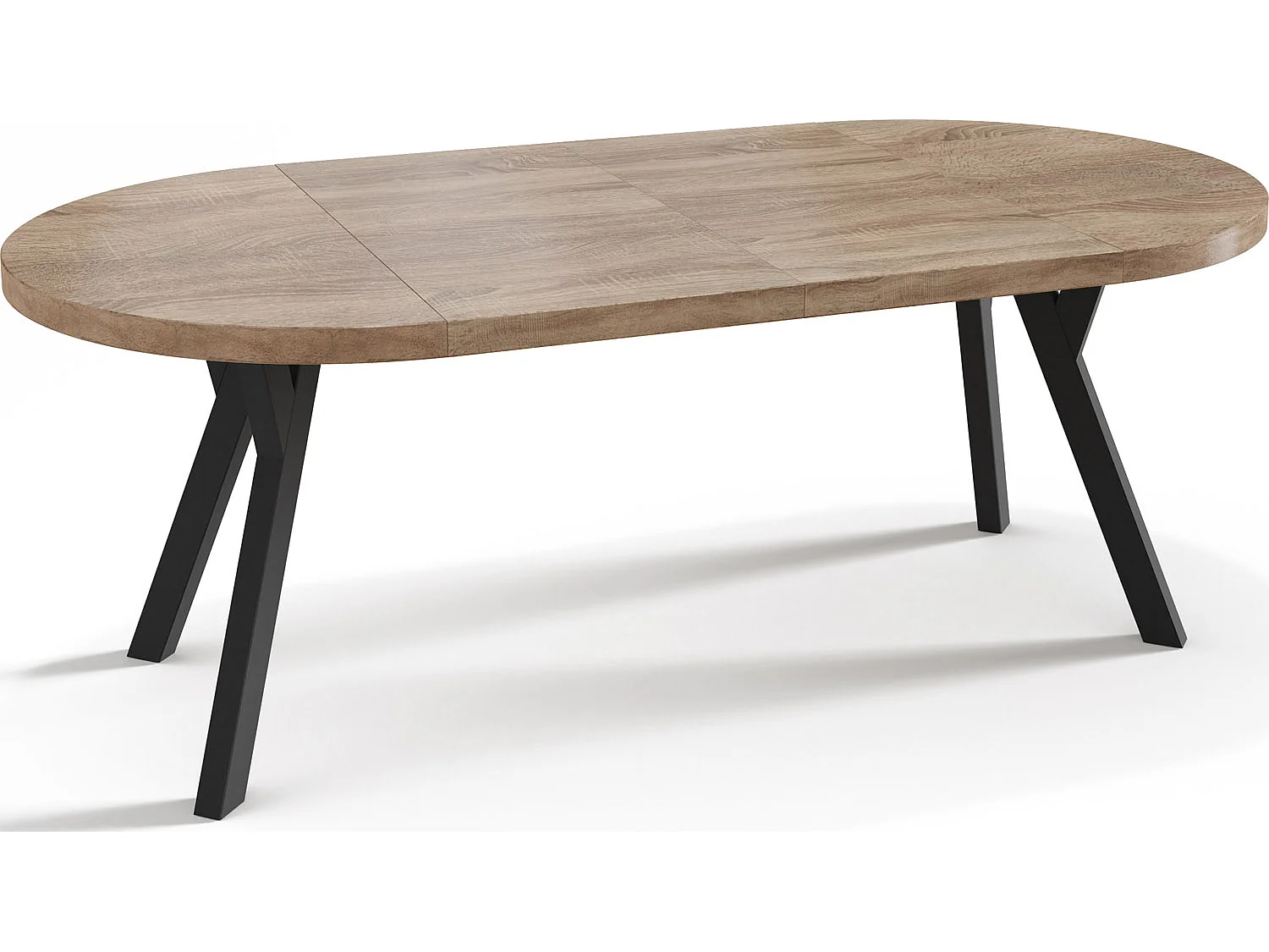Designer Runder Ausziehbarer Esstisch - Loft-Stil, Platzsparend - Schwarze Beine - 90 bis 170 cm - für 4-8 Personen - Hergestellt in EU - Sonoma Eiche - 170 cm
