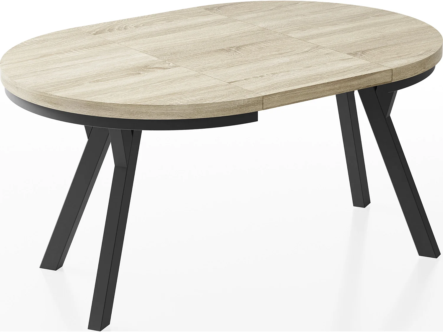 Table à Manger Extensible Ronde Designer - Style Loft, Peu Encombrant -  Pieds Noirs - 100 à 150 cm - Pour 5-8 personnes - Fabriqué en UE - Chêne Sonoma - 150 cm