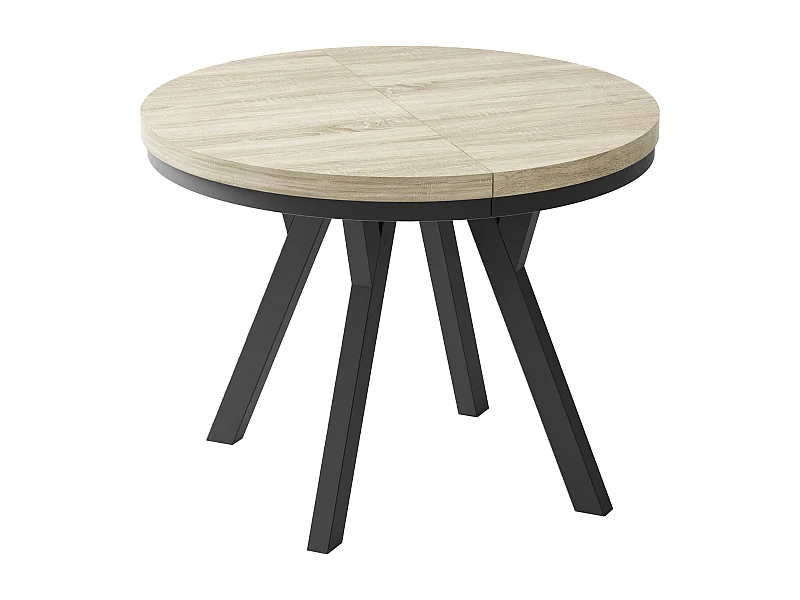 Table à Manger Extensible Ronde Designer - Style Loft, Peu Encombrant -  Pieds Noirs - 100 à 150 cm - Pour 5-8 personnes - Fabriqué en UE - Chêne Sonoma - 150 cm