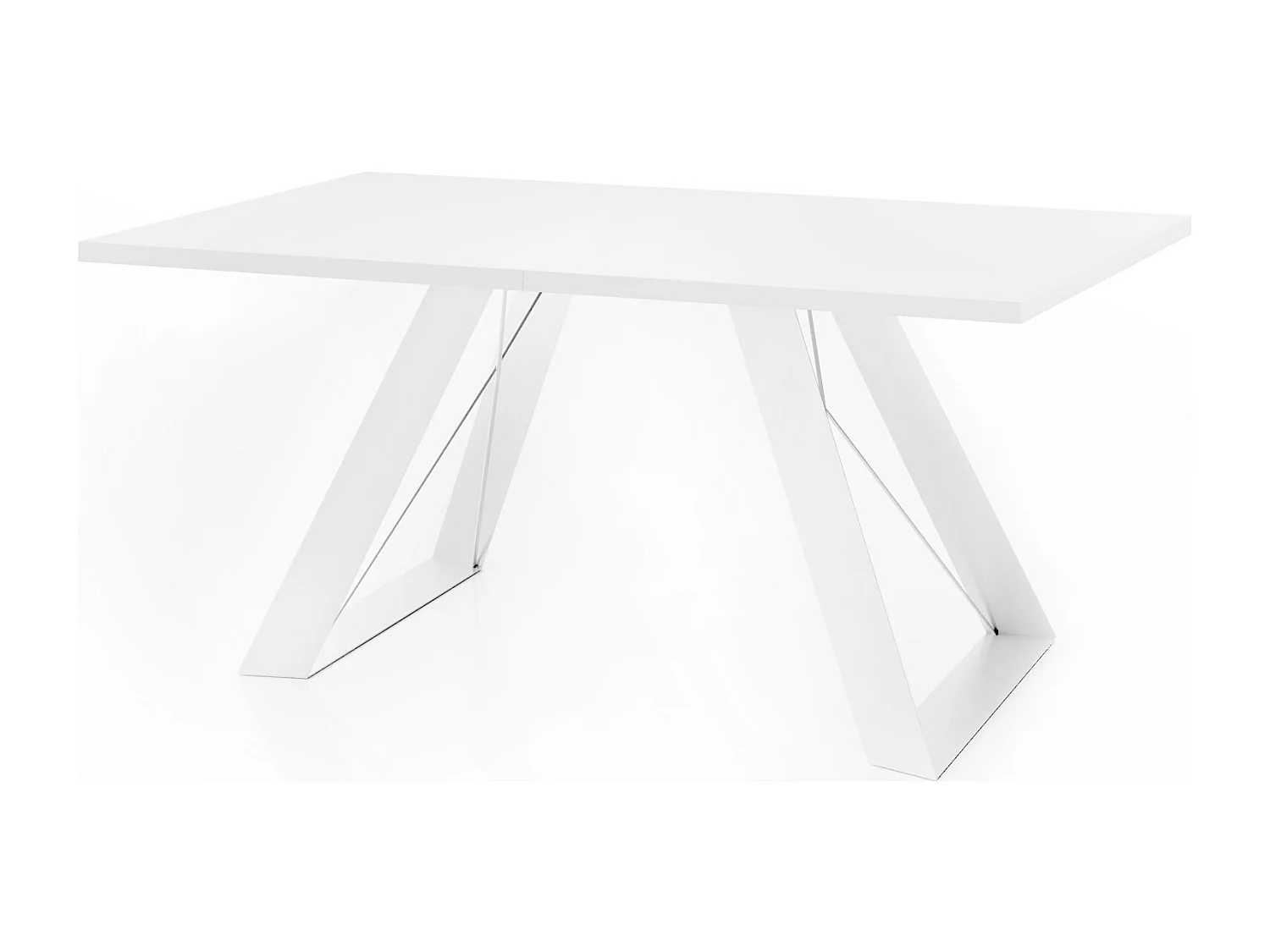 Table à Manger Rectangulaire Extensible avec Cadre Métallique Noir – Table Économiseuse d'Espace Style Loft pour Salon – Blanc avec Pieds Métalliques Noirs – 160...