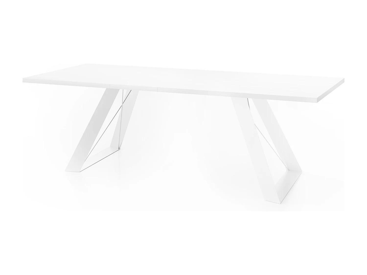 Table à Manger Rectangulaire Extensible avec Cadre Métallique Noir – Table Économiseuse d'Espace Style Loft pour Salon – Blanc avec Pieds Métalliques Noirs – 160...