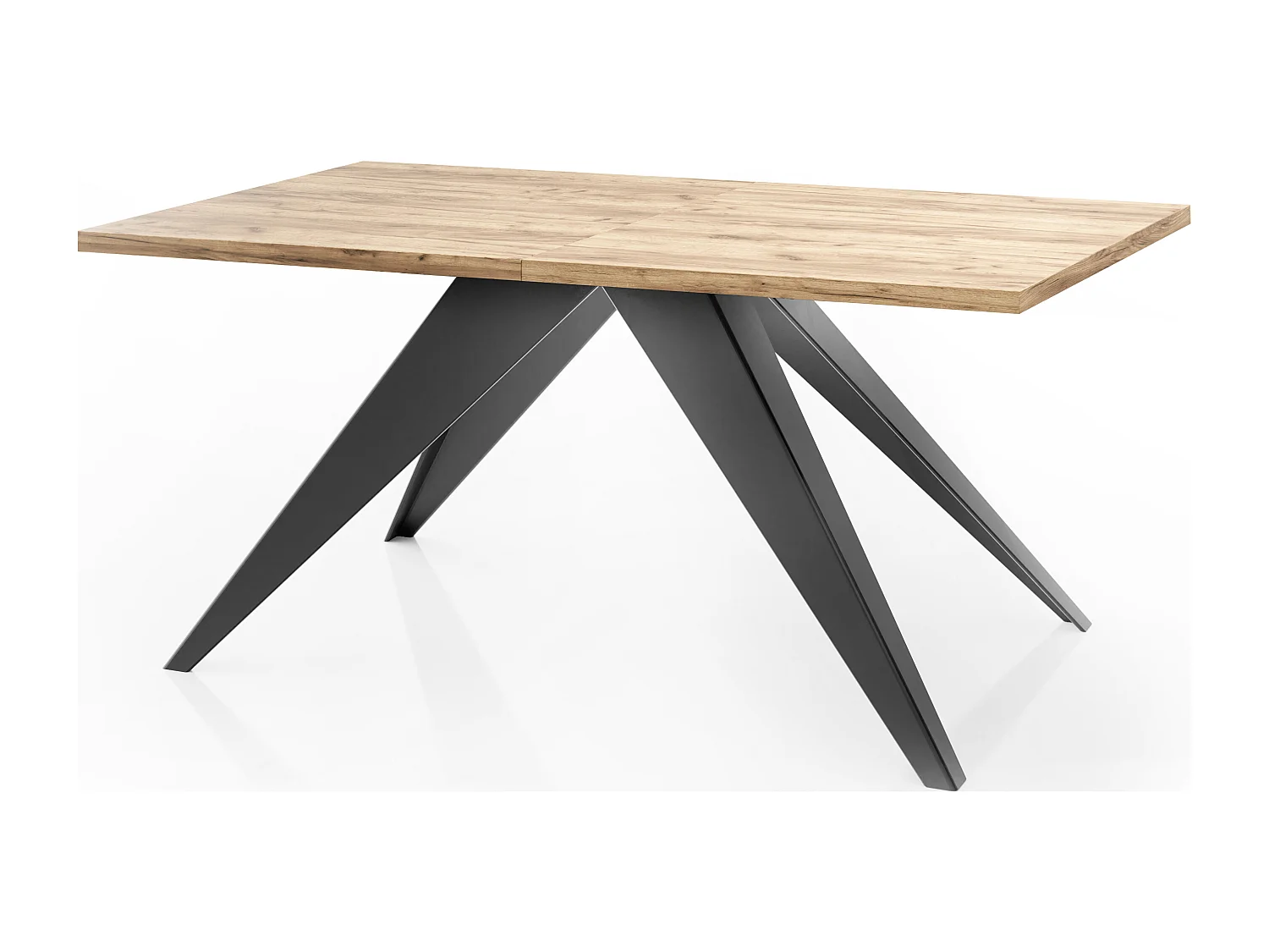 Table à Manger Vance Style Moderne - Table Rectangulaire Extensible de 140 à 240 cm, Pieds en Métal Noir Revêtement Poudre - 140 x 80 cm - Chêne Craft