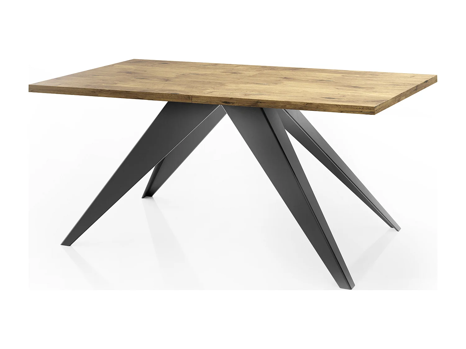 Table à Manger Vance Style Moderne - Table Rectangulaire Extensible de 140 à 240 cm, Pieds en Métal Noir Revêtement Poudre - 140 x 80 cm - Chêne Lancelot