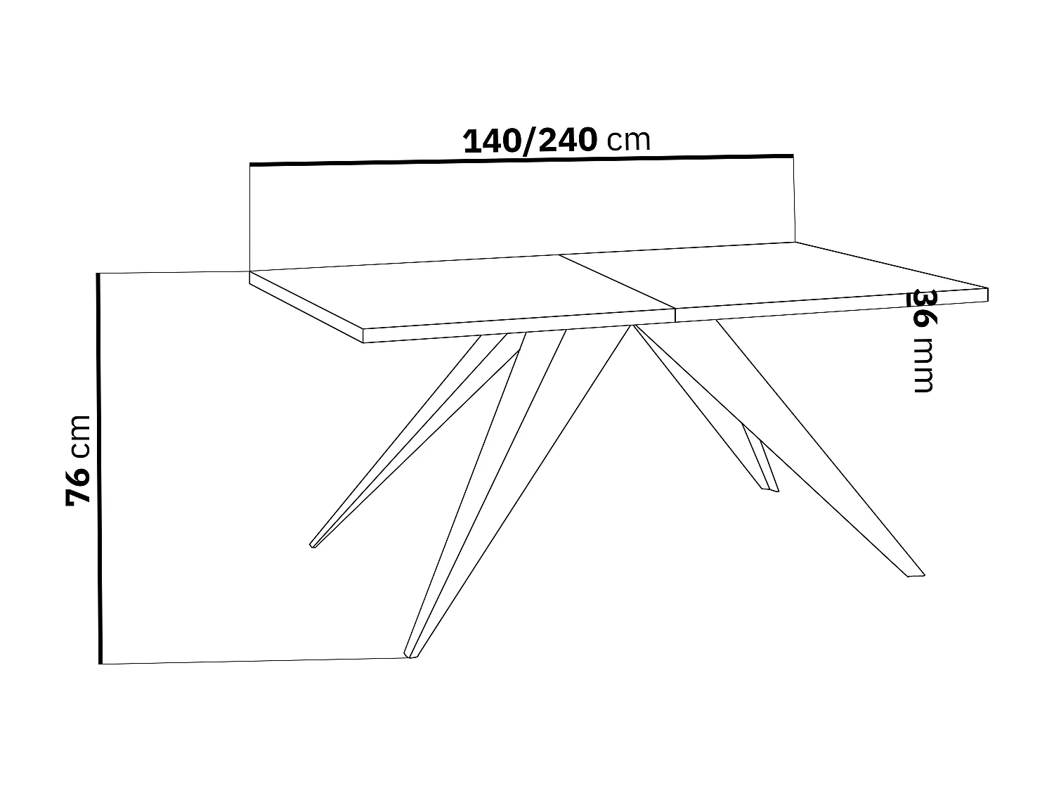 Table à Manger Vance Style Moderne - Table Rectangulaire Extensible de 140 à 240 cm, Pieds en Métal Noir Revêtement Poudre - 140 x 80 cm - Chêne Lancelot