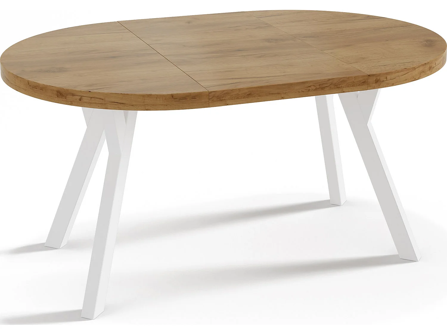 Table à Manger Extensible Ronde Designer - Style Loft, Peu Encombrant - Pieds Blanc - 100 à 150 cm - pour 5-8 personnes - Fabriqué en UE - Chêne Wotan - 150 cm