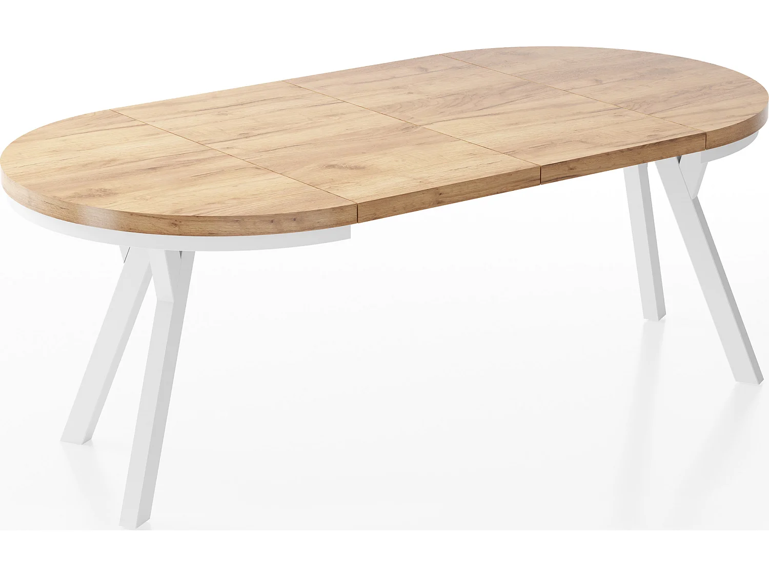 Table à Manger Extensible Ronde Designer - Style Loft, Peu Encombrant - Pieds Blanc - 100 à 200 cm - pour 5-10 personnes - Fabriqué en UE - Chêne Wotan - 200 cm