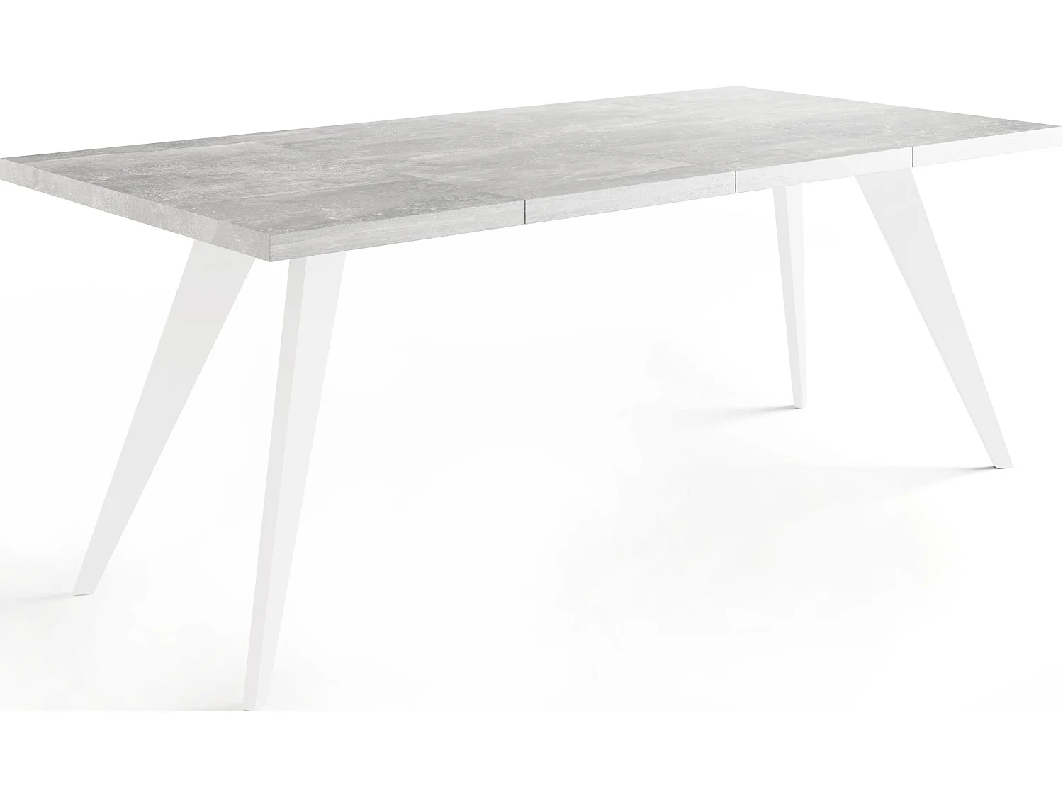 Table à Manger Carrée Extensible Quadro 100-150 cm - Table de Salle à Manger Industrielle avec Pieds Blancs pour 4-6 Personnes - Style Loft - Beton Gris
