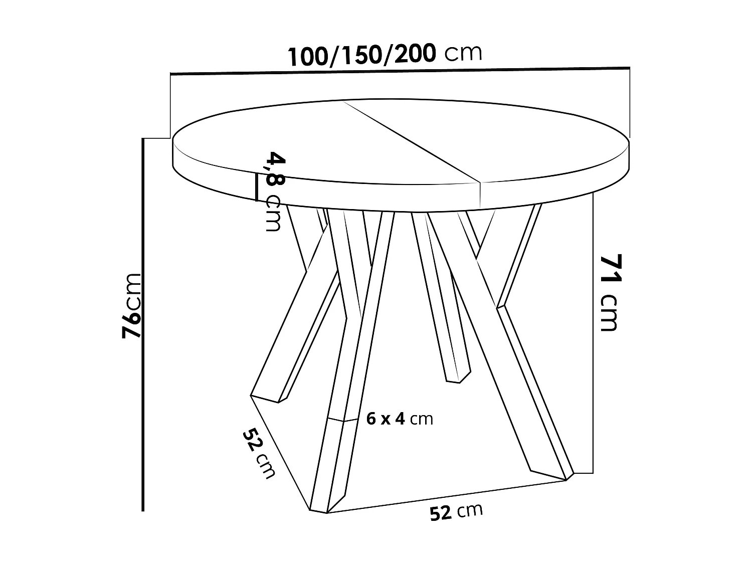 Table à Manger Extensible Ronde Designer - Style Loft, Peu Encombrant - Pieds Blanc - 100 à 200 cm - pour 5-10 personnes - Fabriqué en UE - Chêne Wotan - 200 cm