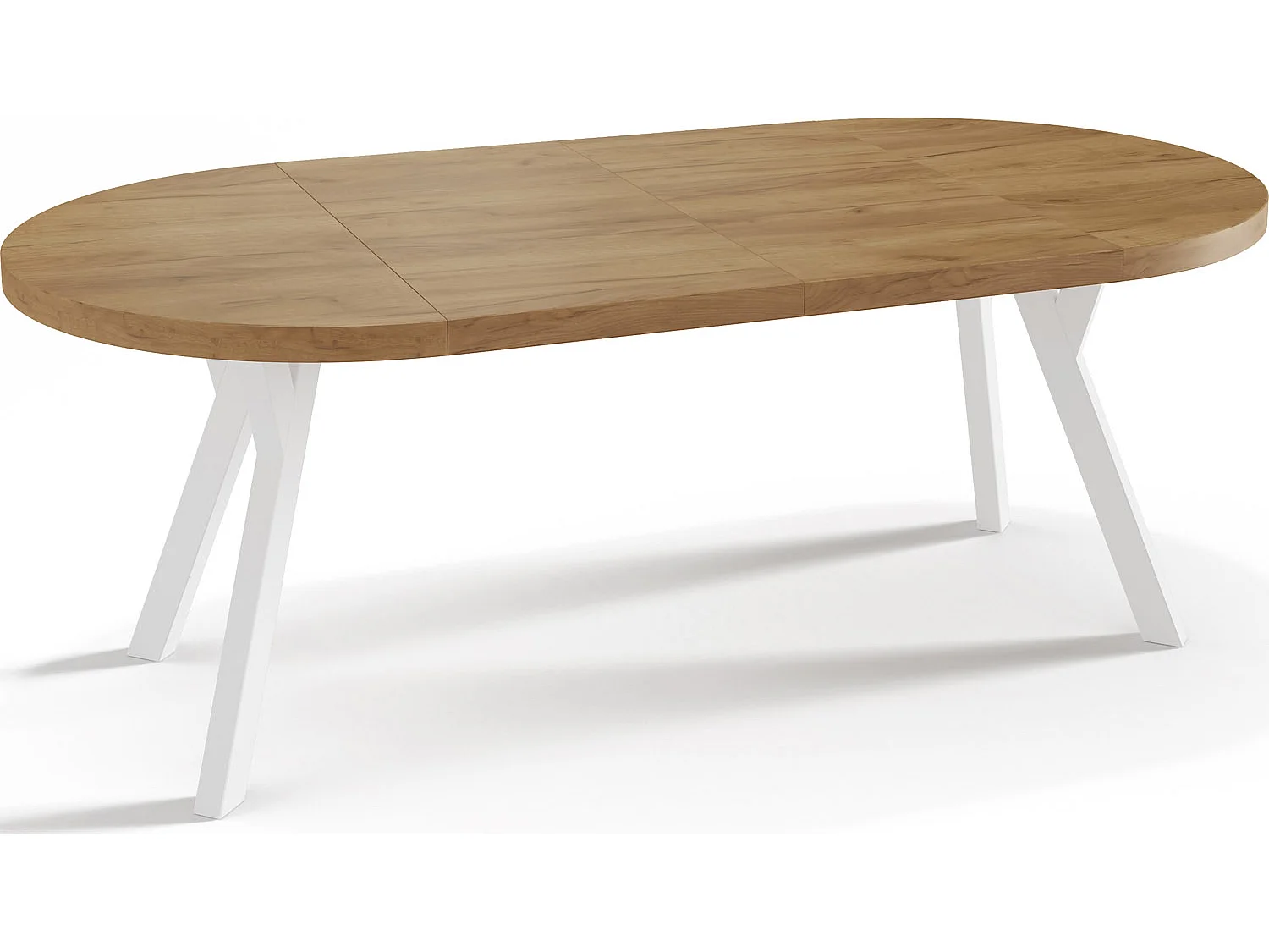 Table à Manger Extensible Ronde Designer - Style Loft, Peu Encombrant - Pieds Blanc - 100 à 200 cm - pour 5-10 personnes - Fabriqué en UE - Chêne Wotan - 200 cm