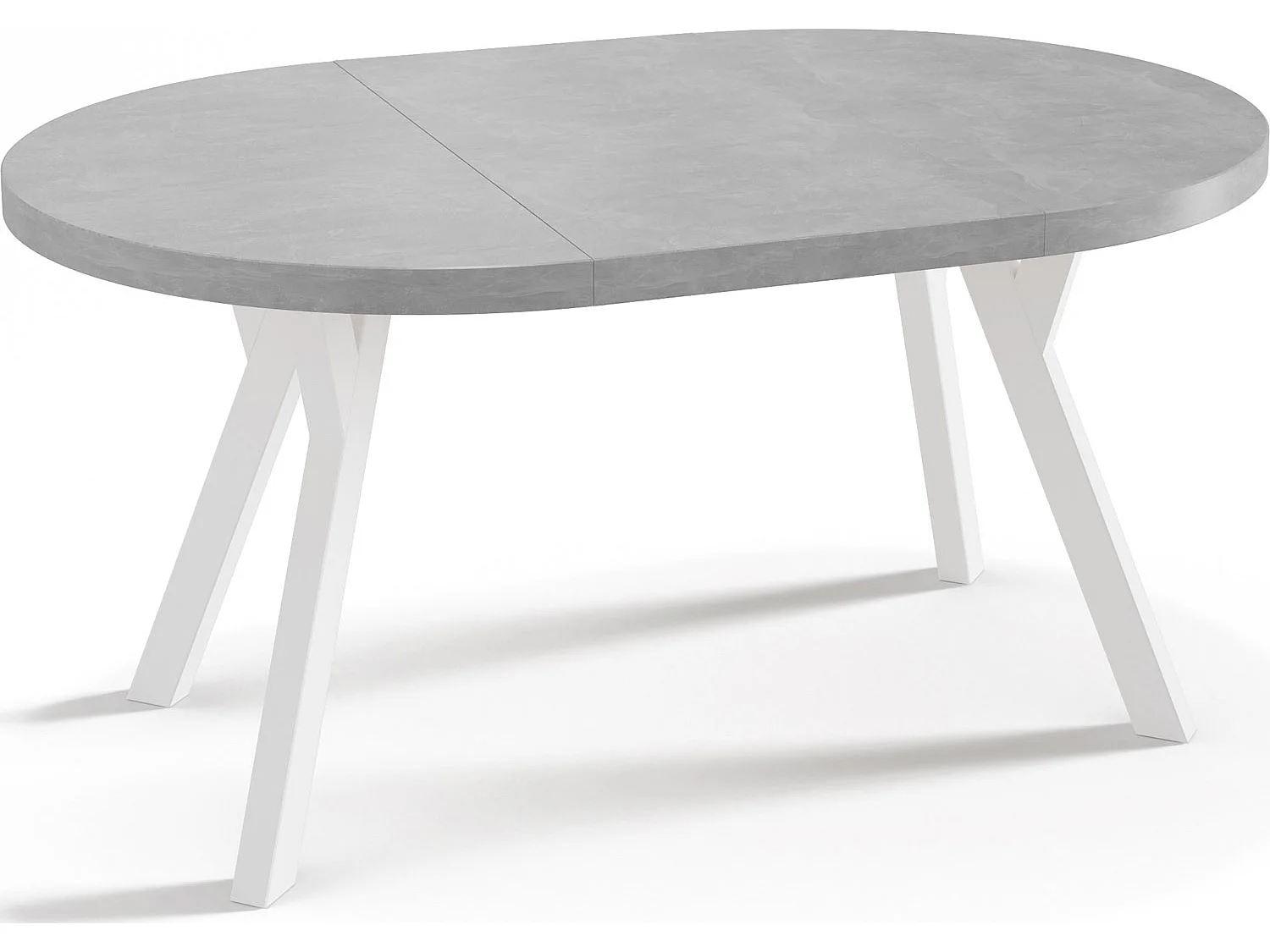 Table à Manger Extensible Ronde Designer - Style Loft, Peu Encombrant - Pieds Blanc - 100 à 150 cm - pour 5-8 personnes - Fabriqué en UE - Gris Béton - 150 cm