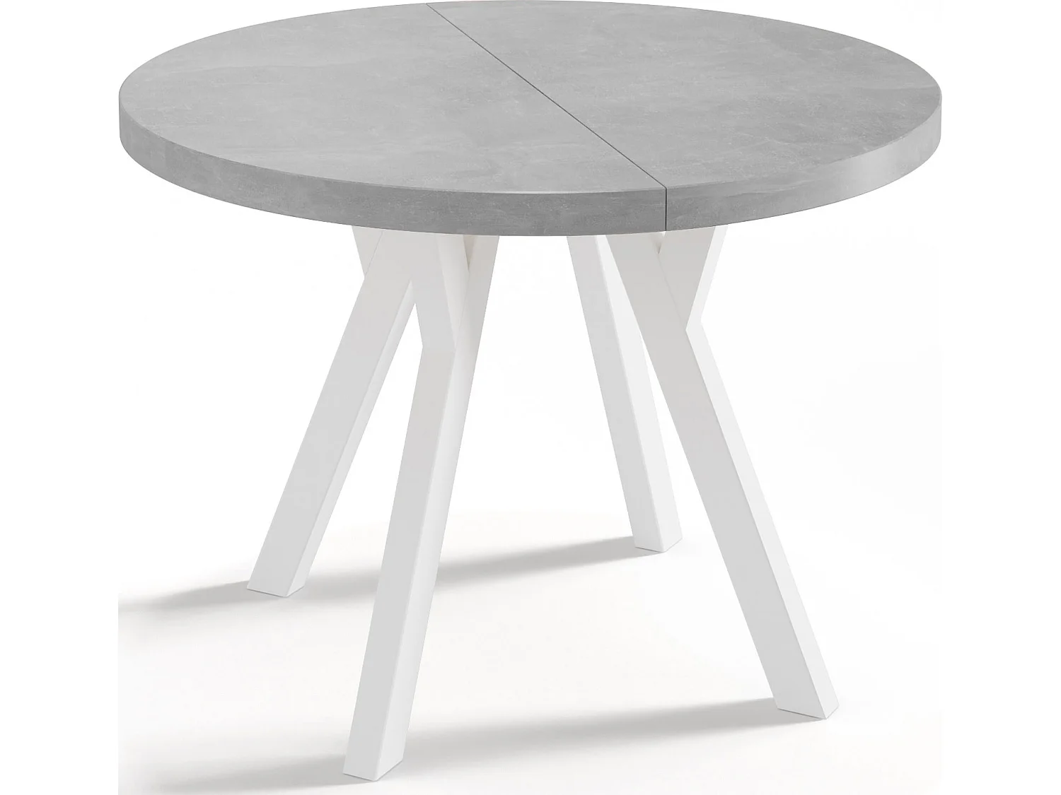Table à Manger Extensible Ronde Designer - Style Loft, Peu Encombrant - Pieds Blanc - 100 à 150 cm - pour 5-8 personnes - Fabriqué en UE - Gris Béton - 150 cm