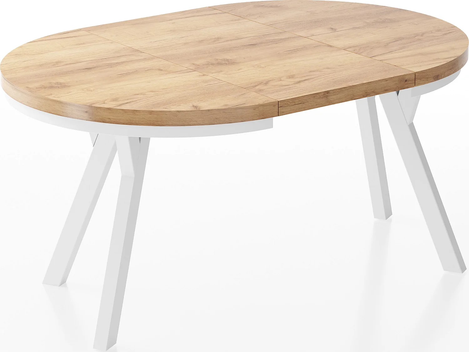 Table à Manger Extensible Ronde Designer - Style Loft, Peu Encombrant - Pieds Blanc - 100 à 150 cm - pour 5-8 personnes - Fabriqué en UE - Chêne Wotan - 150 cm