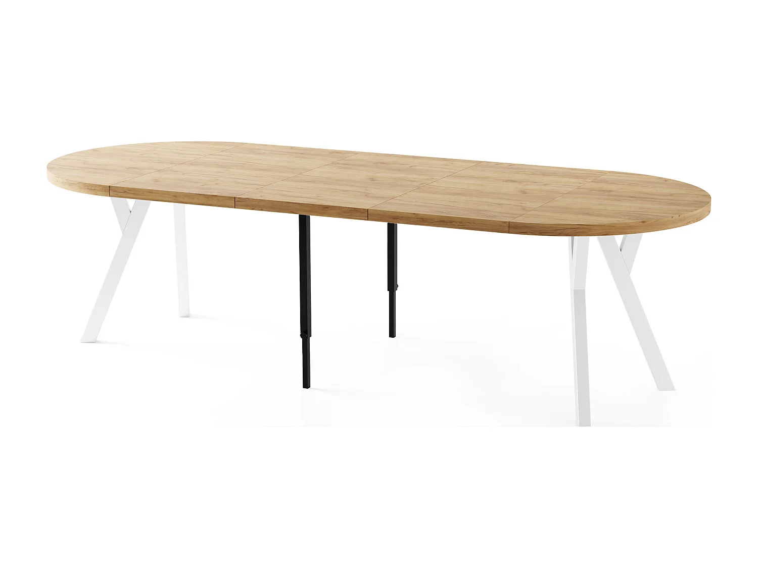 Table à Manger Ronde Extensible XXL Style Loft – 100 à 250cm – Grande Table avec Pieds en Bois Blanc – Table Extra Longue pour 5 à 14 Personnes – Chêne Marron Clair
