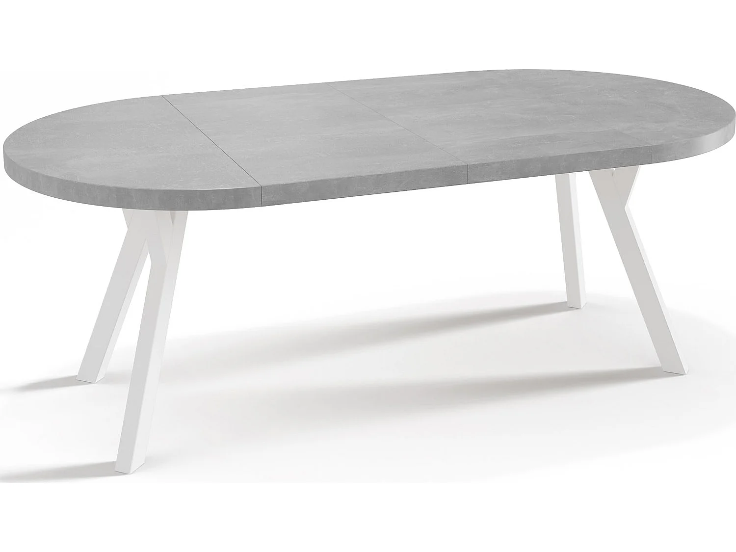 Table à Manger Extensible Ronde Designer - Style Loft, Peu Encombrant - Pieds Blanc - 90 à 170 cm - pour 4-8 personnes - Fabriqué en UE - Gris Béton - 170 cm