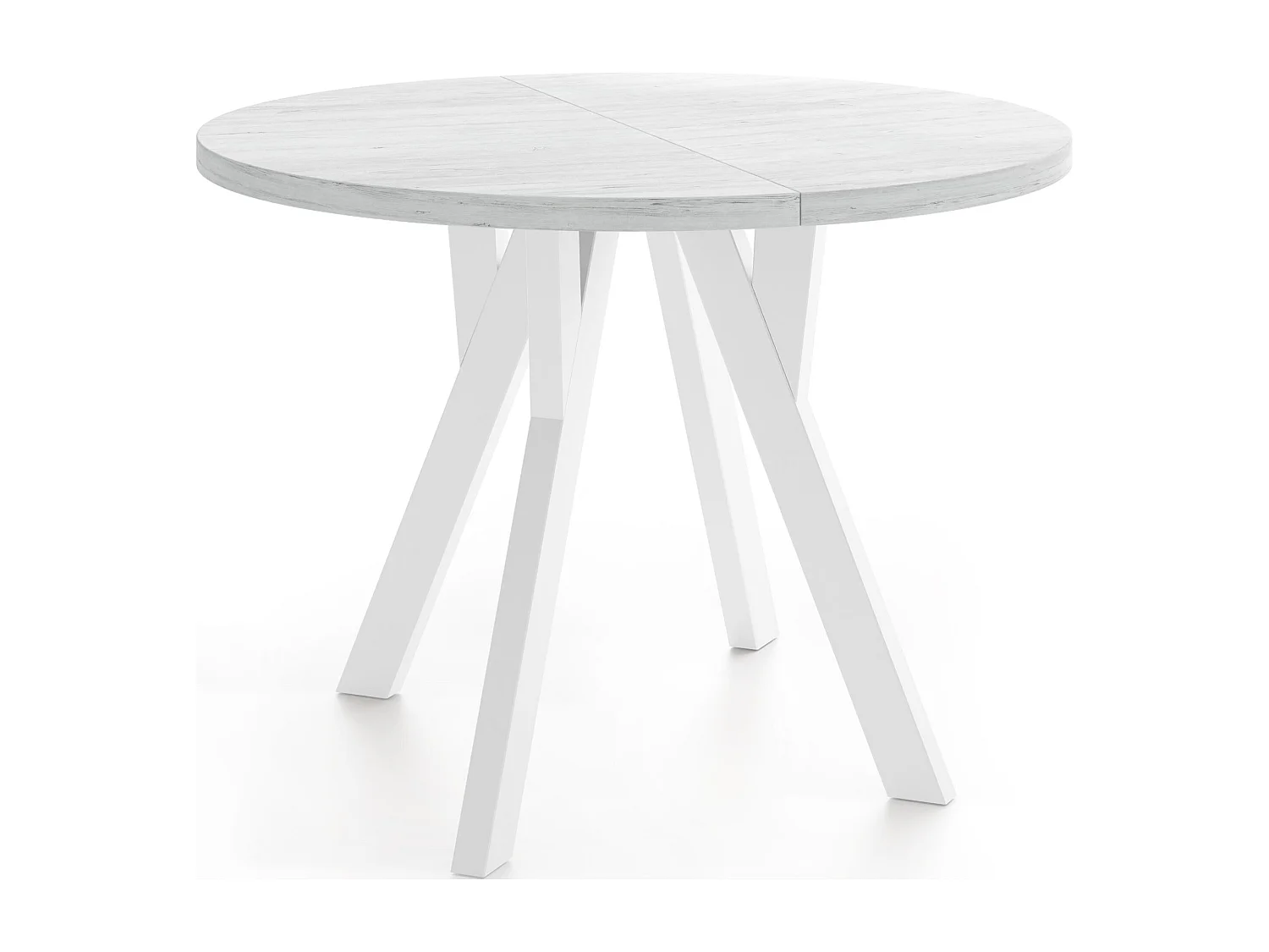 Table à Manger Extensible Ronde Designer – Style Loft, Peu Encombrant -  Pieds en Bois Massif Blanc Noir – Table Gain de Place 80 à 160 cm – Pin Blanc