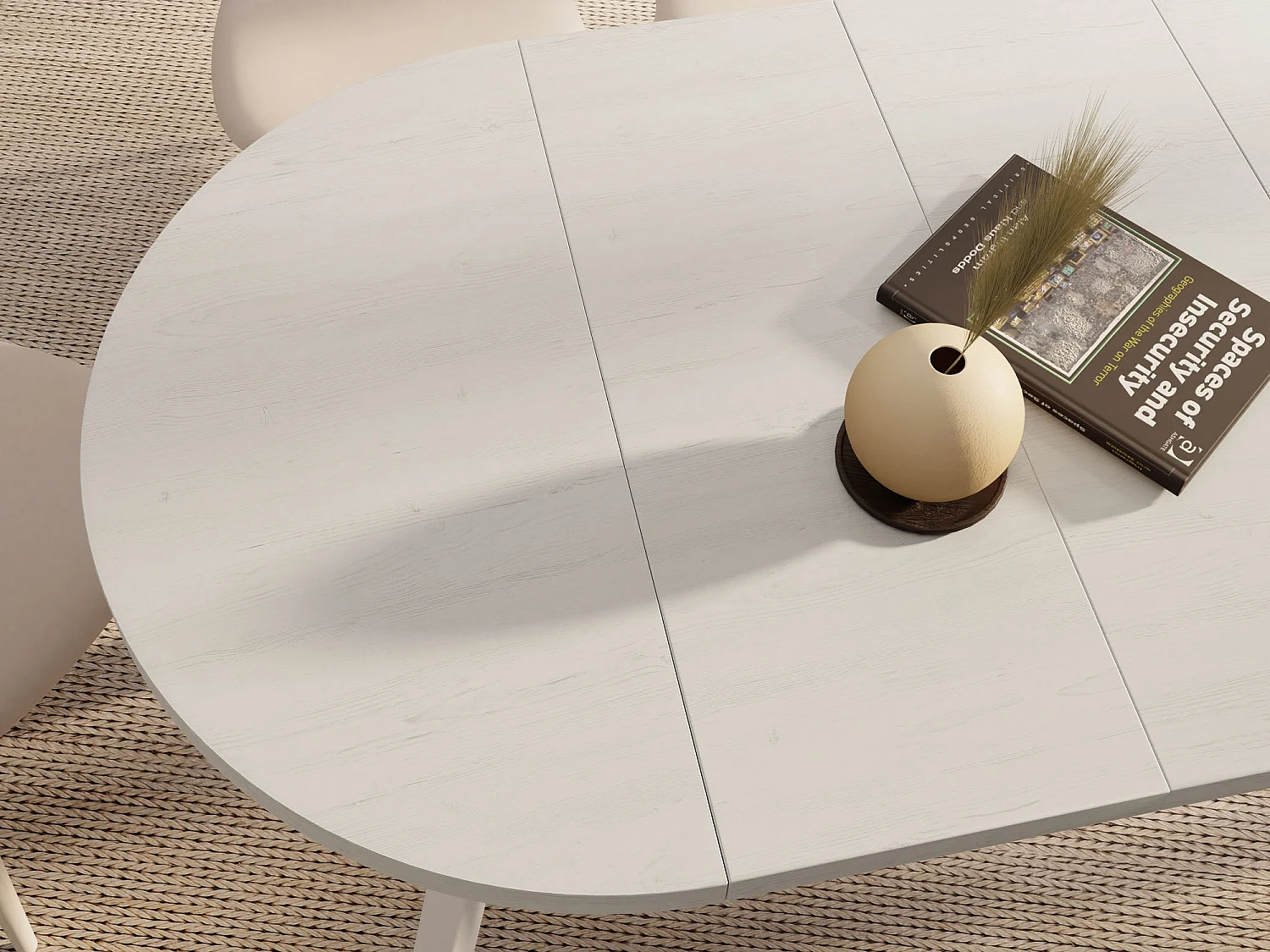 Table à Manger Extensible Ronde Designer – Style Loft, Peu Encombrant -  Pieds en Bois Massif Blanc Noir – Table Gain de Place 80 à 160 cm – Pin Blanc