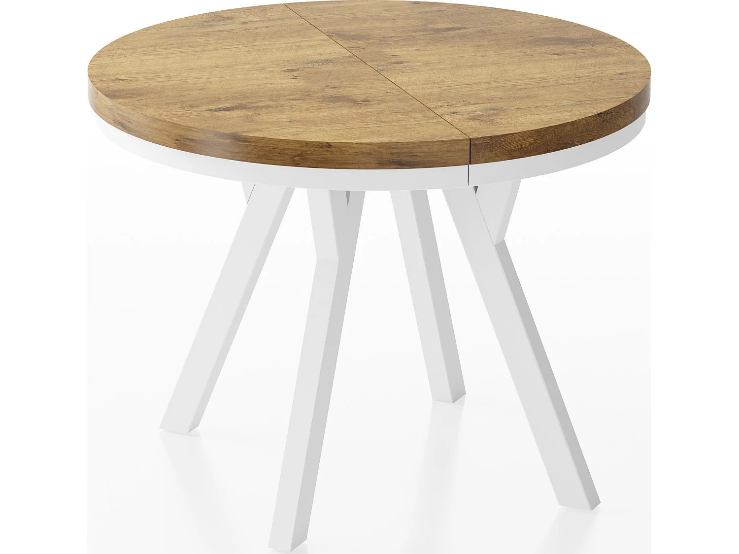 Table à Manger Extensible Ronde Designer - Style Loft, Peu Encombrant - Pieds Blanc - 90 à 170 cm - pour 4-8 personnes - Fabriqué en UE - Chêne Lancelot - 170 cm