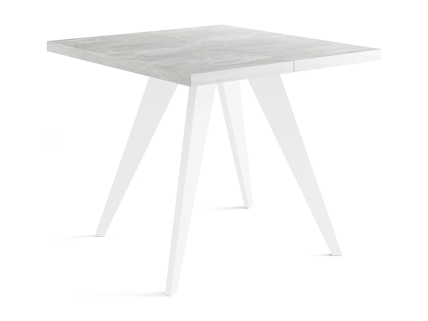 Table à Manger Carrée Extensible Quadro 100-200 cm - Table de Salle à Manger Industrielle avec Pieds Blancs pour 4-8 Personnes - Style Loft - Beton Gris