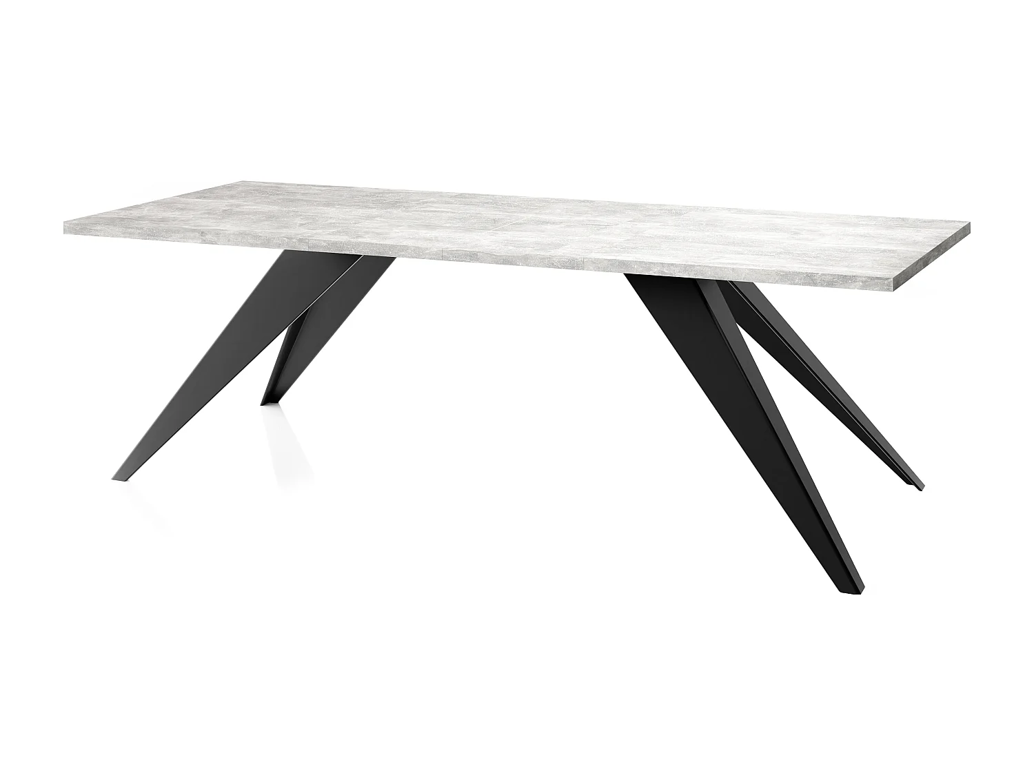 Table à Manger Vance Style Moderne - Table Rectangulaire Extensible de 160 à 260 cm, Pieds en Métal Noir Revêtement Poudre - 160 x 90 cm - Béton Gris