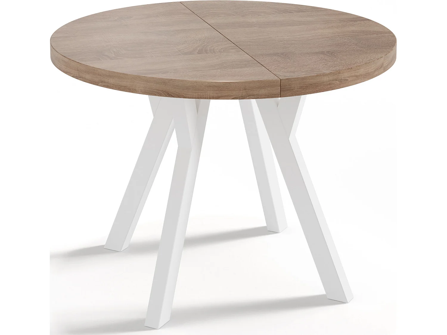 Table à Manger Extensible Ronde Designer - Style Loft, Peu Encombrant -  Pieds Blanc - 90 à 170 cm - Pour 4-8 personnes - Fabriqué en UE - Chêne Sonoma - 170 cm