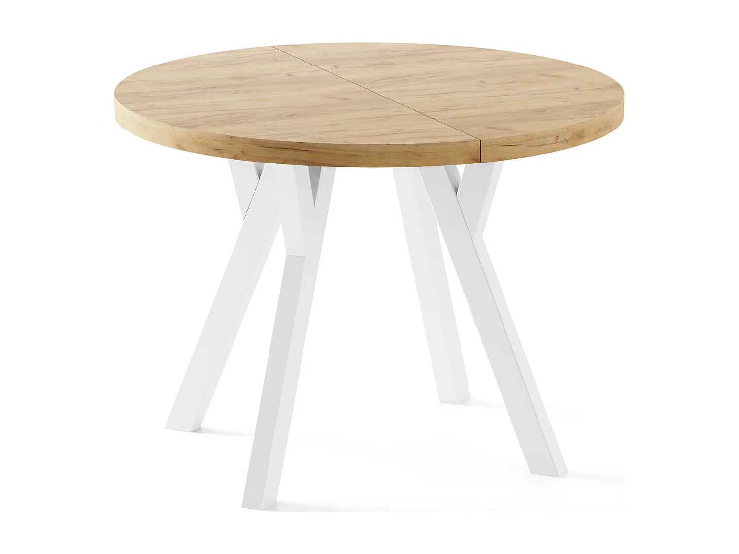 Table à Manger Ronde Extensible XXL Style Loft – 100 à 300cm – Grande Table avec Pieds en Bois Blanc – Table Extra Longue pour 5 à 16 Personnes – Chêne Marron Clair
