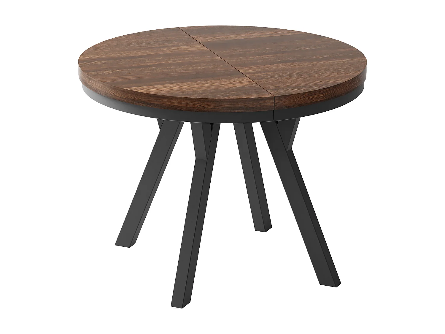 Table à Manger Extensible Ronde Designer - Style Loft, Peu Encombrant -  Pieds Noirs - 100 à 150 cm - Pour 5-8 personnes - Fabriqué en UE - Arvadonna - 150 cm