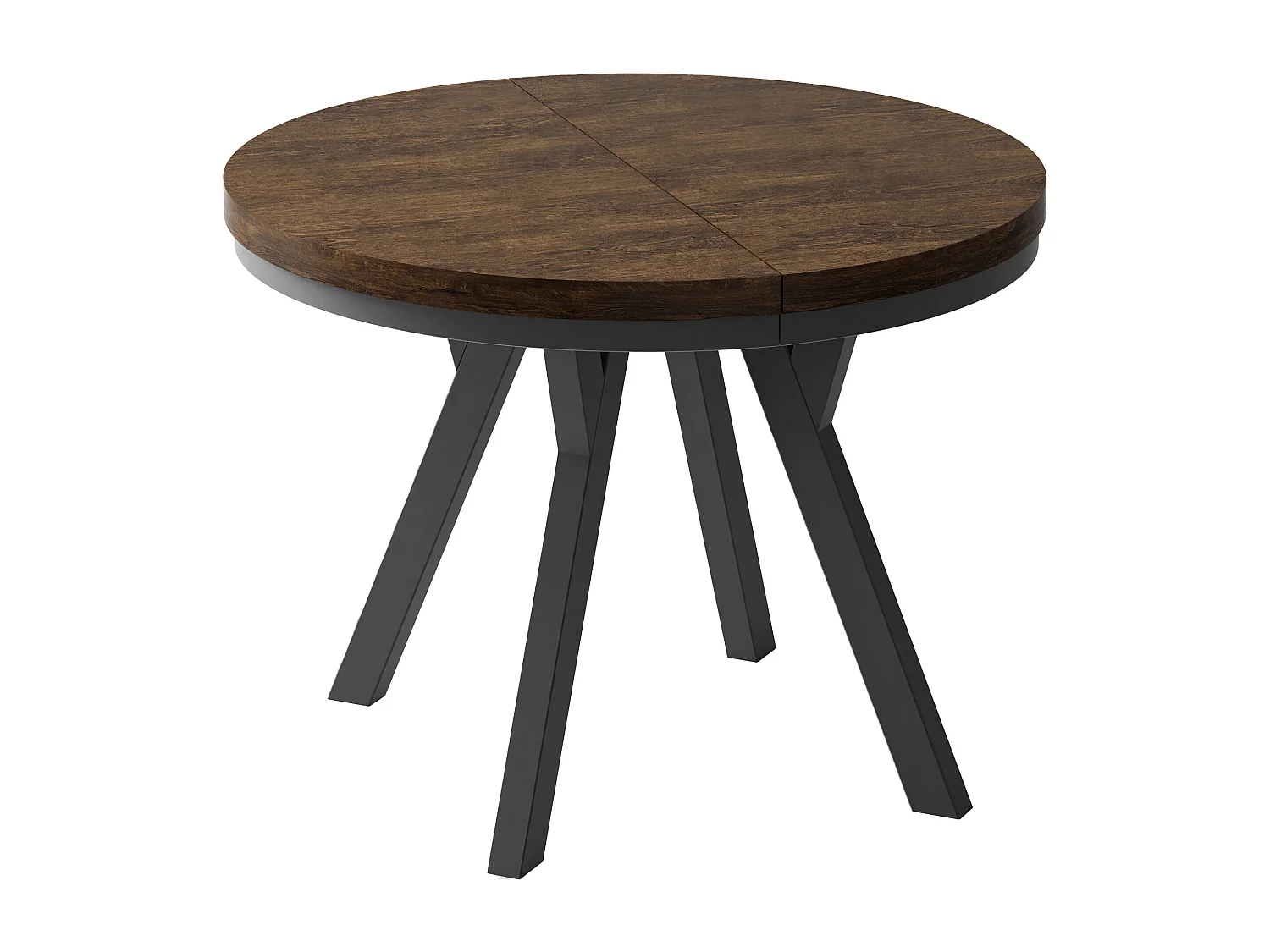Table à Manger Ronde Extensible Designer - Style Loft, Peu Encombrant -  Pieds Noirs - 90 à 170 cm - Pour 4-8 personnes - Fabriqué en UE - Chêne Lefkas - 170 cm