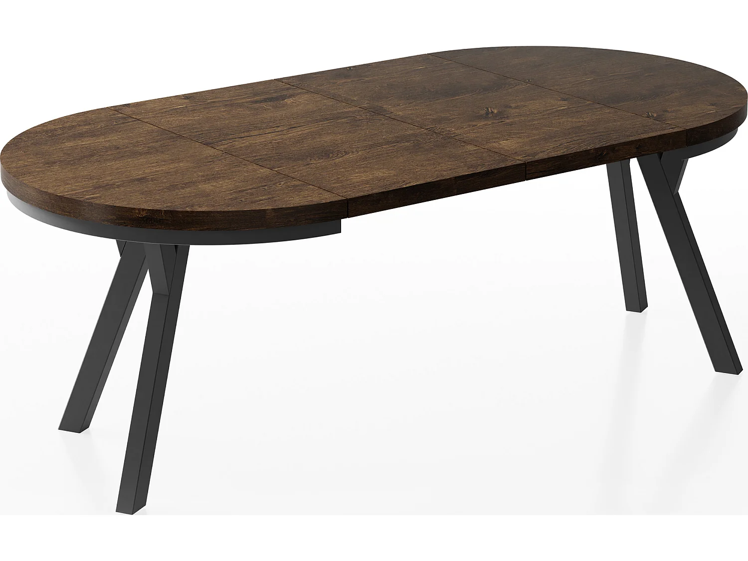 Table à Manger Ronde Extensible Designer - Style Loft, Peu Encombrant -  Pieds Noirs - 90 à 170 cm - Pour 4-8 personnes - Fabriqué en UE - Chêne Lefkas - 170 cm