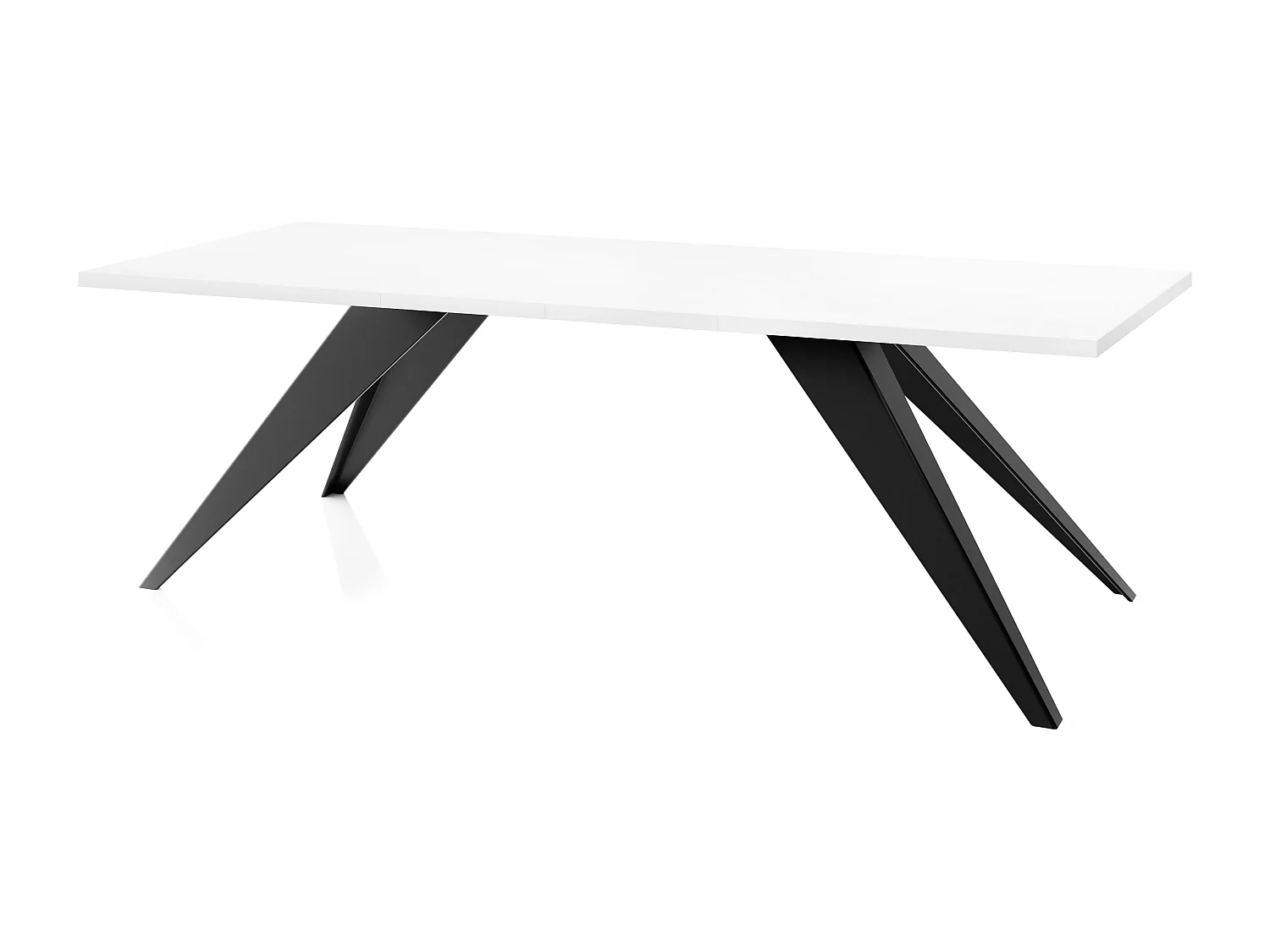 Table à Manger Vance Style Moderne - Table Rectangulaire Extensible de 160 à 260 cm, Pieds en Métal Noir Revêtement Poudre - 160 x 90 cm - Blanc