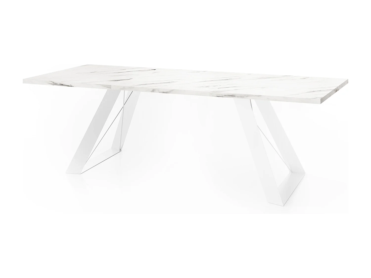 Table à Manger Rectangulaire Extensible avec Cadre Métallique Noir – Table Économiseuse d'Espace Style Loft pour Salon – Blanc avec Pieds Métalliques Noirs – 160...