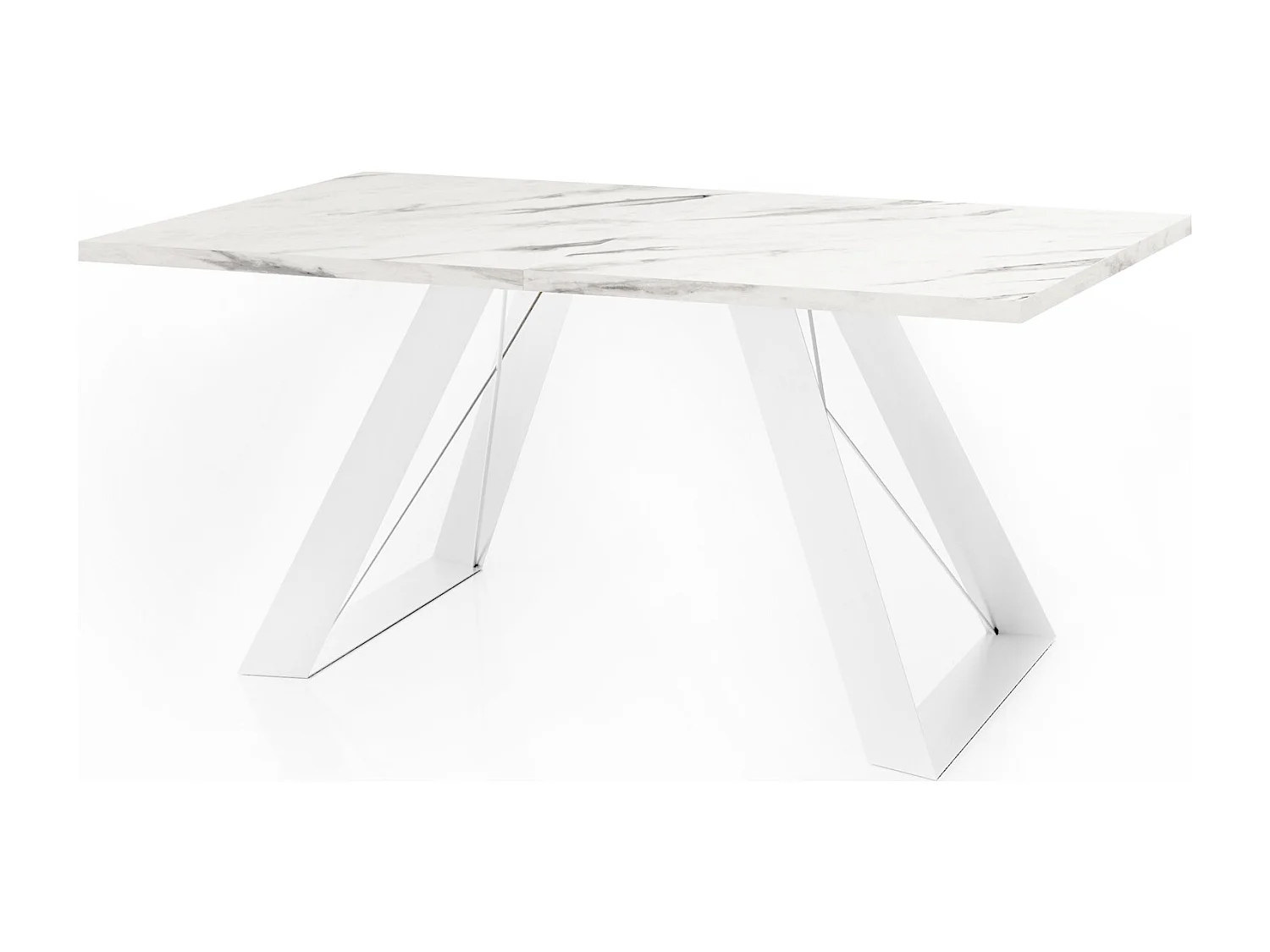 Table à Manger Rectangulaire Extensible avec Cadre Métallique Noir – Table Économiseuse d'Espace Style Loft pour Salon – Blanc avec Pieds Métalliques Noirs – 160...