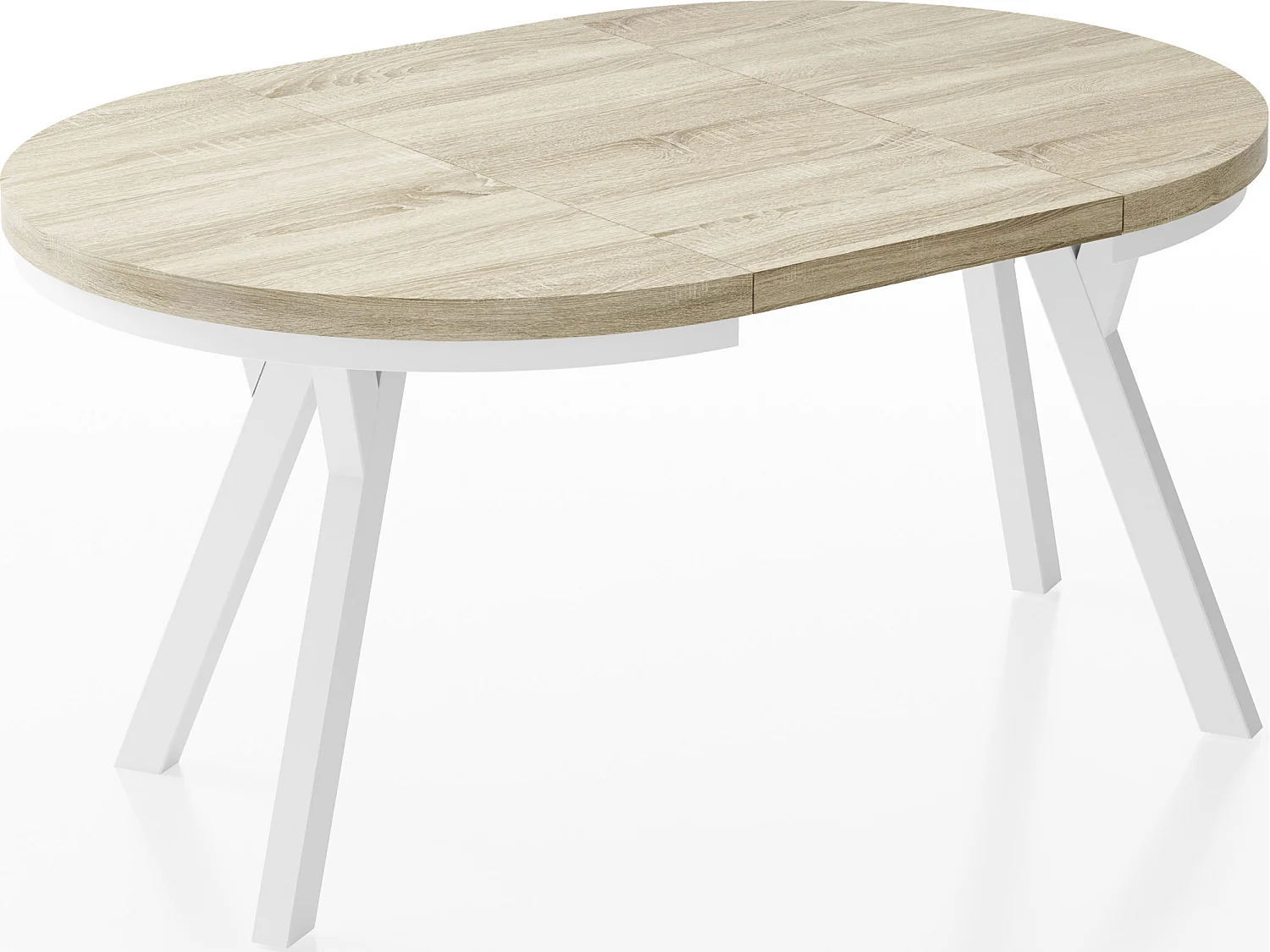 Table à Manger Extensible Ronde Designer - Style Loft, Peu Encombrant -  Pieds Blanc - 100 à 150 cm - Pour 5-8 personnes - Fabriqué en UE - Chêne Sonoma - 150 cm