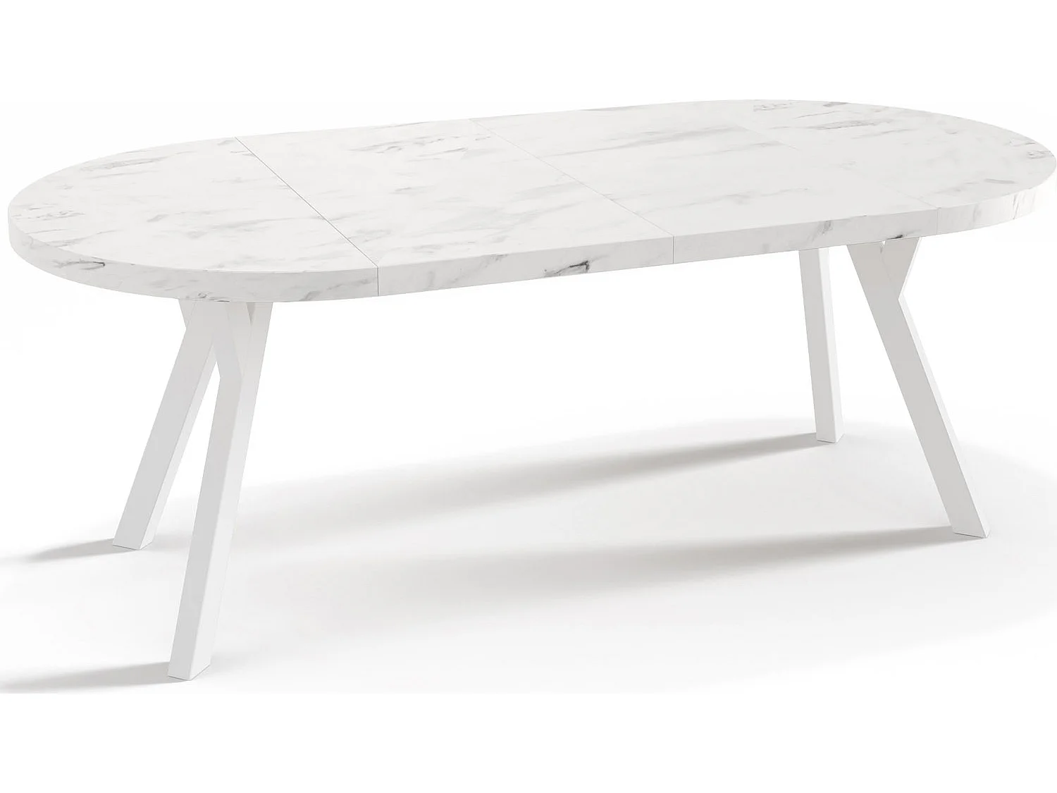 Table à Manger Extensible Ronde Designer - Style Loft, Peu Encombrant -  Pieds Blanc - 90 à 170 cm - Pour 4-8 personnes - Fabriqué en UE - Marbre Blanc - 170 cm