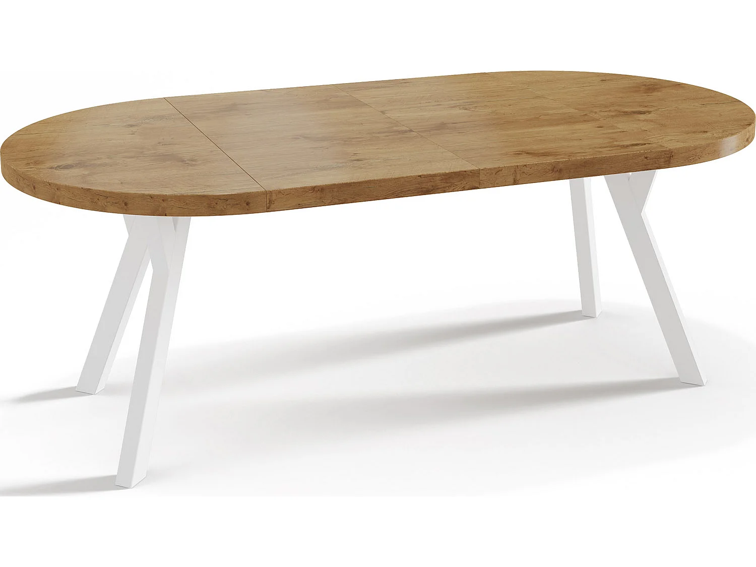 Table à Manger Extensible Ronde Designer - Style Loft, Peu Encombrant - Pieds Blanc - 100 à 200 cm - pour 5-10 personnes - Fabriqué en UE - Chêne Lancelot - 200 cm