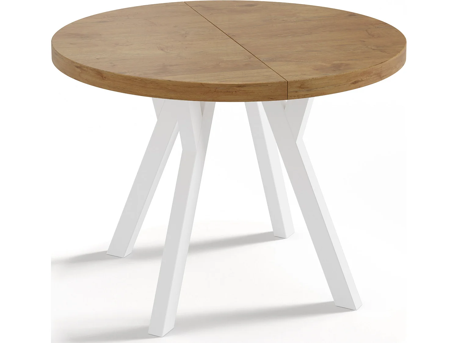 Table à Manger Extensible Ronde Designer - Style Loft, Peu Encombrant - Pieds Blanc - 100 à 200 cm - pour 5-10 personnes - Fabriqué en UE - Chêne Lancelot - 200 cm